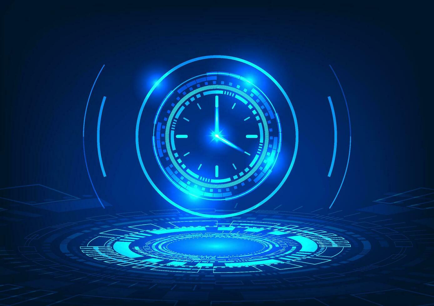 A high speed neon clock vector illustration representing quick time